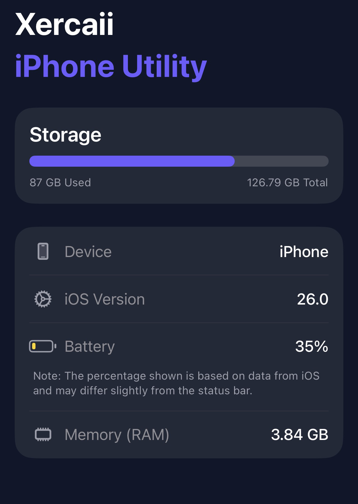 Screenshot of the Battery Monitoring page